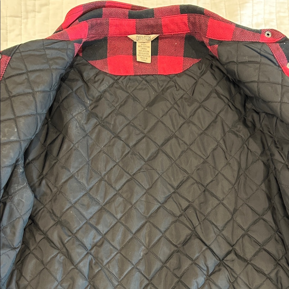 Duluth Trading Co Women’s Red and Black Checkered Lined Flannel Shacket - Picture 3 of 4